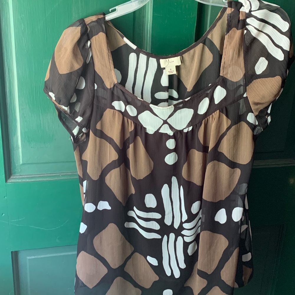 Brown/White Blouse